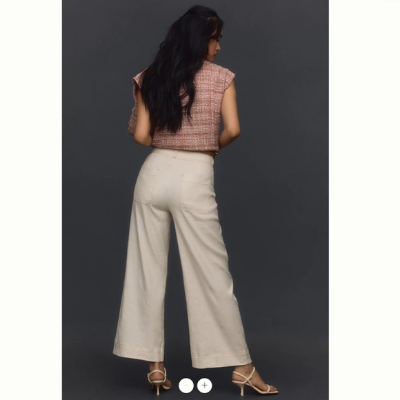 Anthropologie The Ettie High-Rise Crop Wide-Leg Pants by Maeve: Linen Edition - Picture 4 of 5